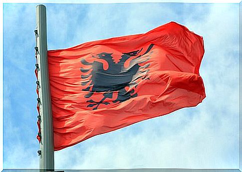 the national flag of Albania